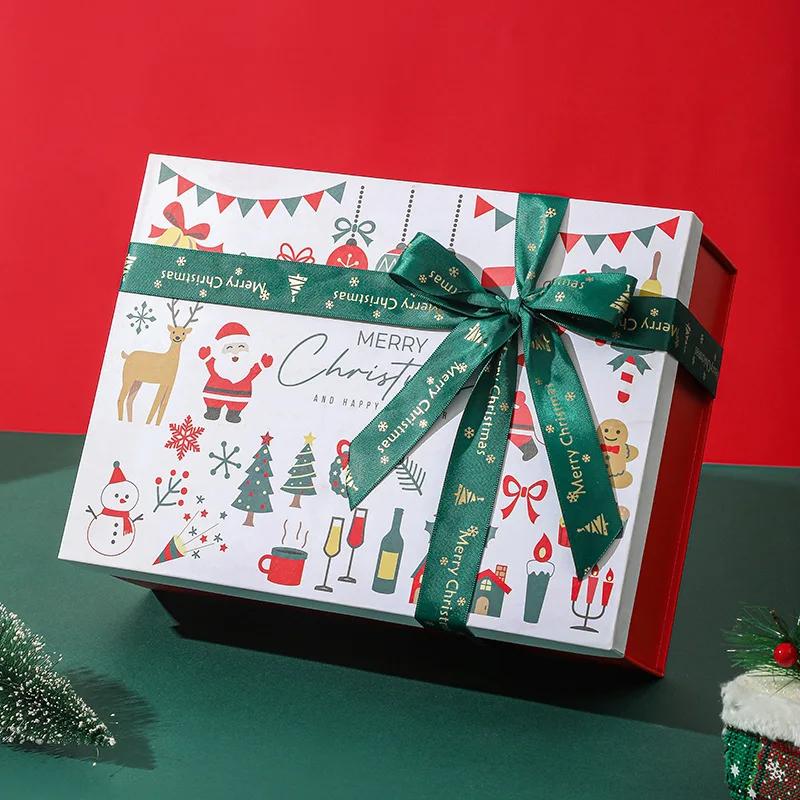 Christmas Day Decorated Paper Boxes Fashionable Colour Printing Storage Gift Boxes for Santa Claus Sweet Socks Paper Packaging