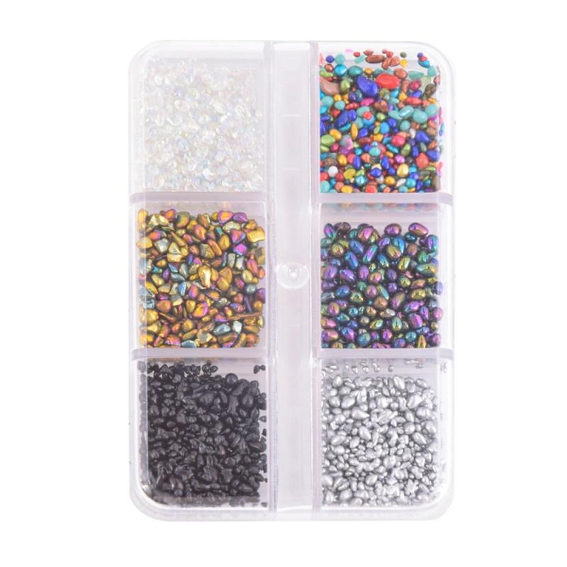 6-Grid Soft Pottery Rhinestone Boxed DIY Cobblestone Suit Nail Nail Jewelry Mixed
