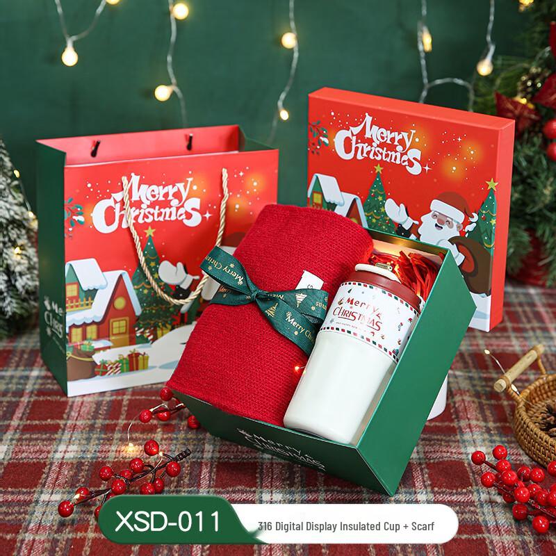 Christmas & New Year Gift Set: Digital Thermos & Scarf
