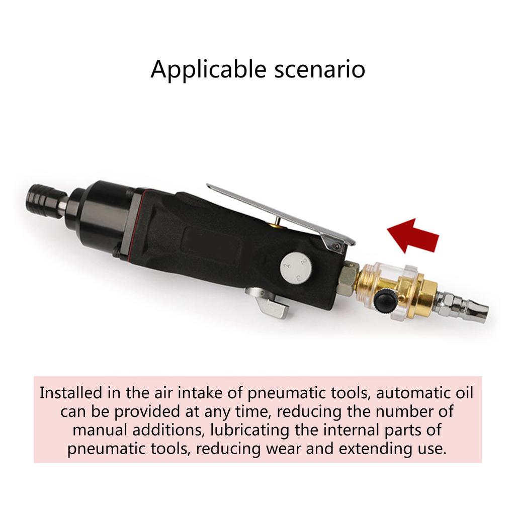 1/3pcs Air Line Lubricator Mini In-line Air Tool Oiler 1/4 Inches Inlet & Outlet Metal for Air Compressor Pipe Tool