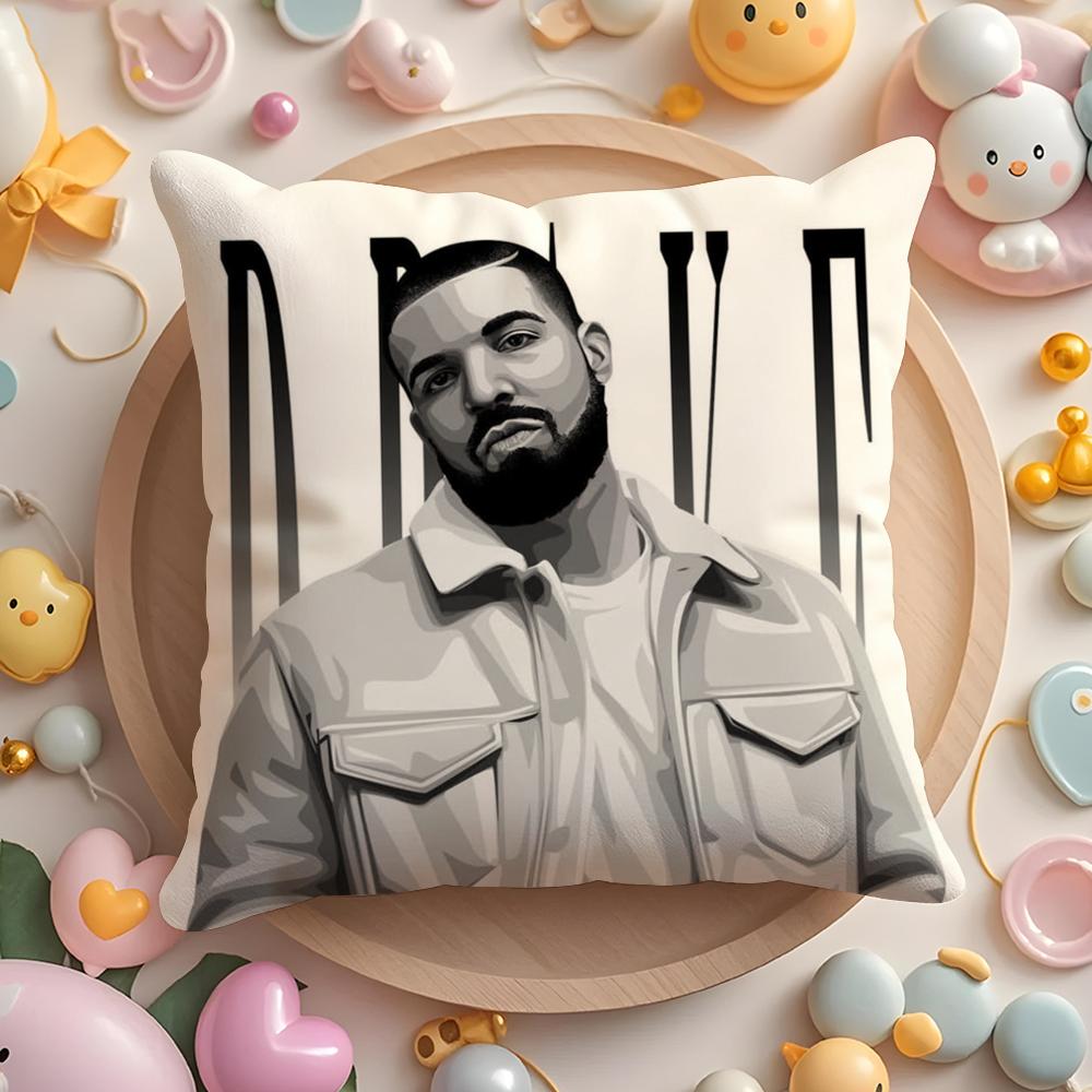 Pikpaka Rapper D-Drakes Cushion Cover Plush Fabric Soft Double-Sided Printed Sofa Warm Winter Home Gift Pillow Cover