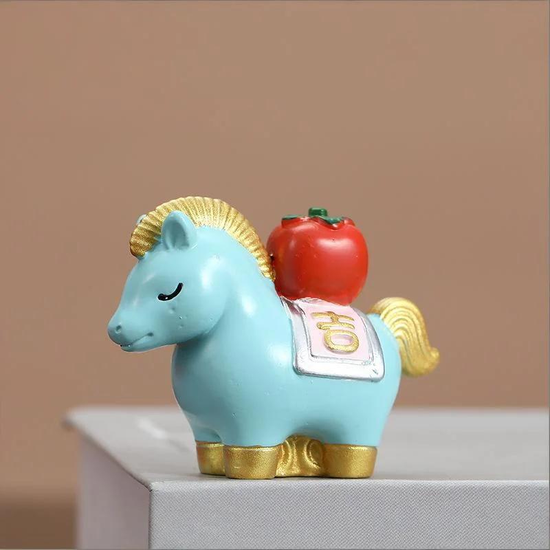 

Adorable Good Luck Horse Figurine; Red Resin Chinese Zodiac Mascot for Desktop and Cabinet Decor. синий