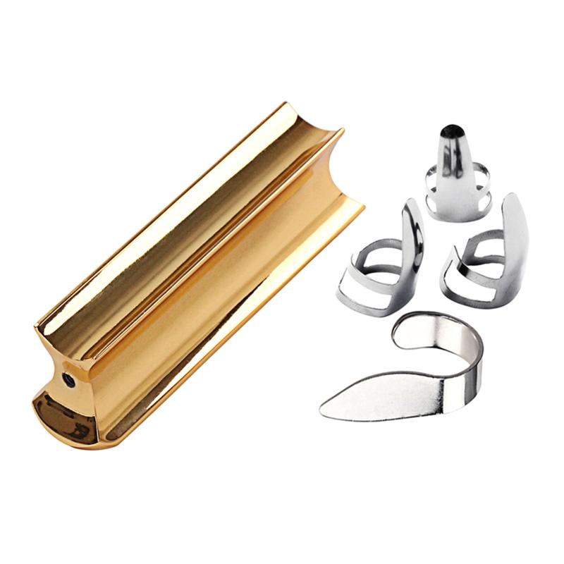 Guitar Slide Stainless Steel Tone Bar Guitar Lap Slide Tone Bar with 3Pcs Finger Picks & 1Pc Thumb Pick for Guitar Bass