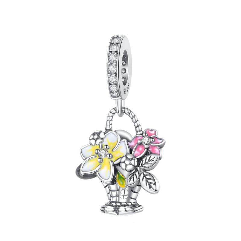 New Yellow Sunflowers Heart Rose Flower Charms 925 Sterling Silver Fits Original Bracelets Women Anniversary DIY Jewelry Charm