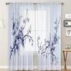 2 Pieces HD Digital Leaf Flowers  Printed Window Screen Home Decor Style Decoration Living Room Window Screening
