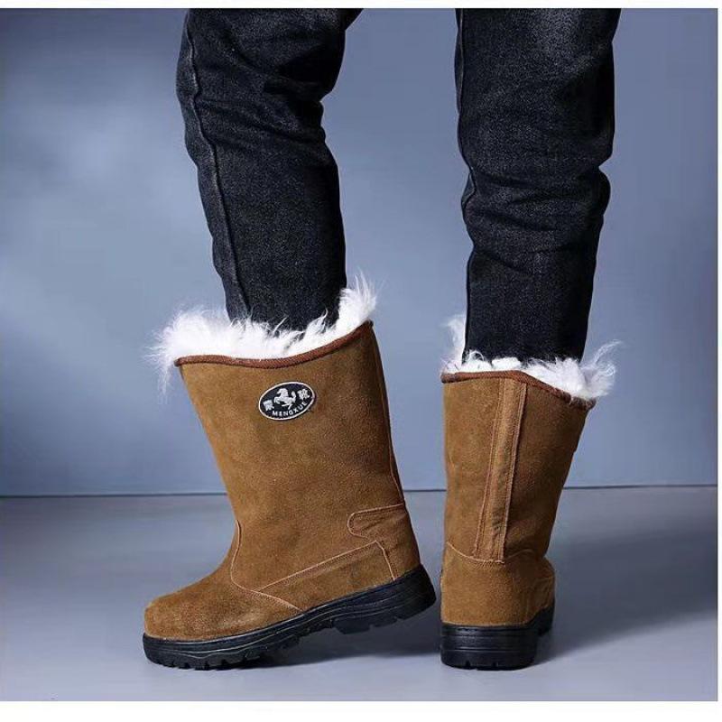 

Labor insurance cotton shoes, snow boots, super thick velvet, non-slip, warm, anti-freezing and wear-resistant, high tube cover boots, cowhide 45