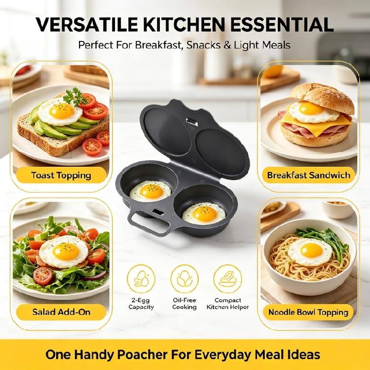 Apartment Kitchen Egg Steamer Container for Microwave Use, Two-Section Plastic Egg Poacher for Fast Breakfast Cooking