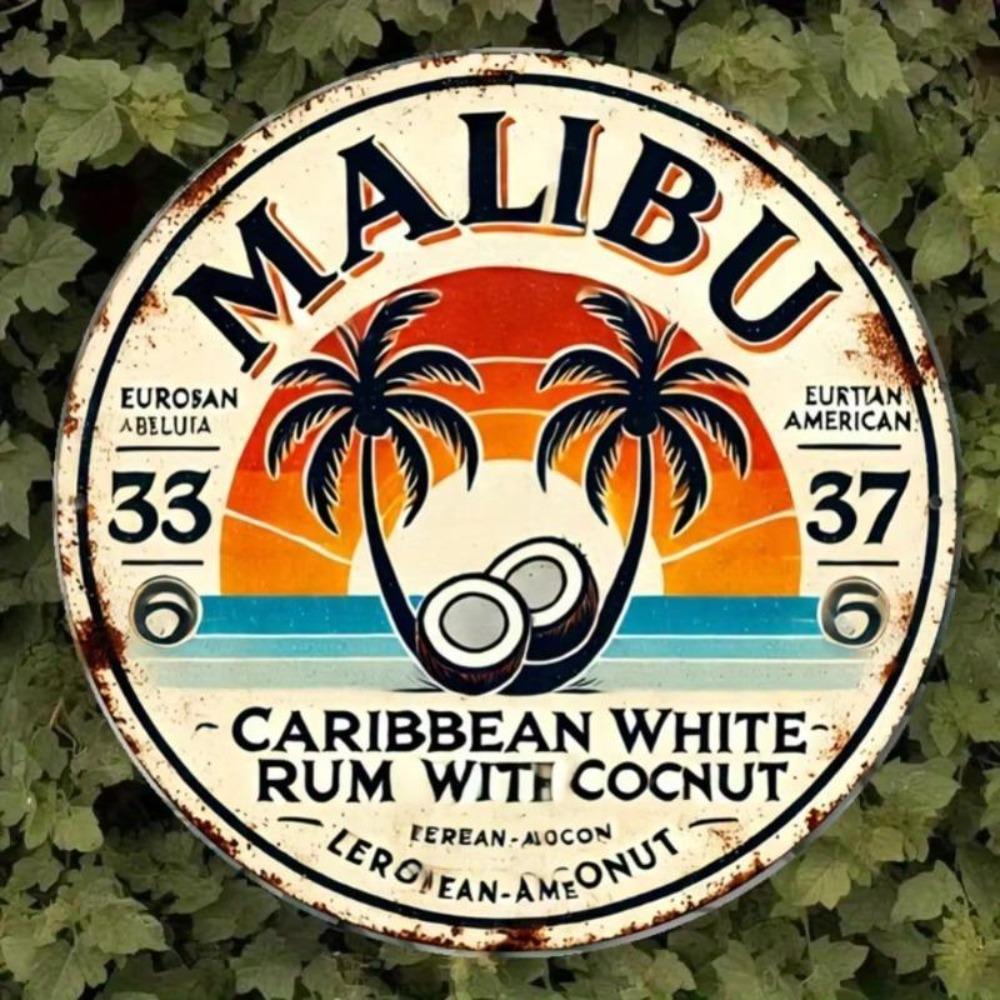 Vintage Tin Metal Sign Tropical Bar Wall Decor 8 Inch Round Rustic Art