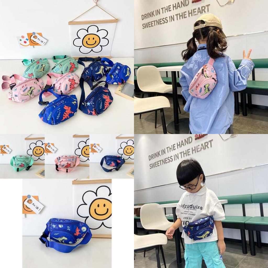 Stylish Children's Canvas Crossbody Bag With Adorable Cartoon Dinosaur Design