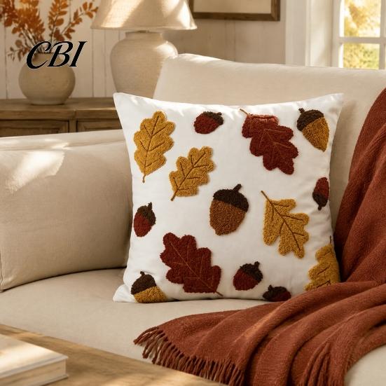 Comfortable Decorative Cushion Covers Maple Leaf Cover, Fall Acorn Throw Pillow Sofa Cover 18x18 Inches Farmhouse Case for Autumn Home Decor Pattern
