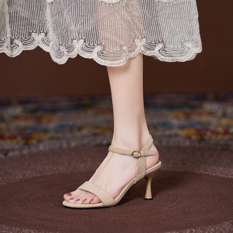 New Sexy Elegant Banquet Party High Heels Summer Solid Color Simple Fashion Buckle Comfort Dress Sandals Shoes for Women 31-44