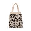 1 Autumn and Winter Knitted Shopping Bag, Leopard Print Woven Shoulder Casual Hand-held Wool Cloth Bag