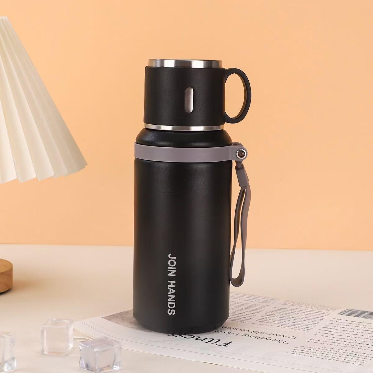 Бутылка для термоводы 600 мл, бутылка-термос из нержавеющей стали, сохраняет холод, чашка-термос, бутылка для воды, термос для чая, кофе, вакуумные фляги чёрный