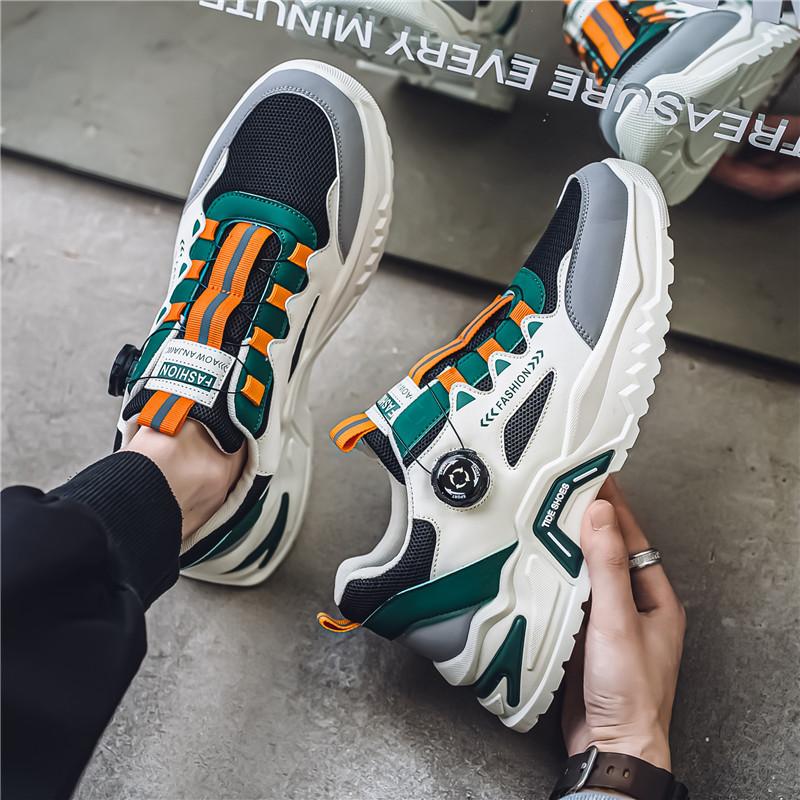 Męskie Casualowe Buty Sportowe z Obrotową Klamrą Cztery Pory Roku Miękka Podeszwa Antypoślizgowe Buty do Biegania na Zewnątrz Studenckie Sneakersy