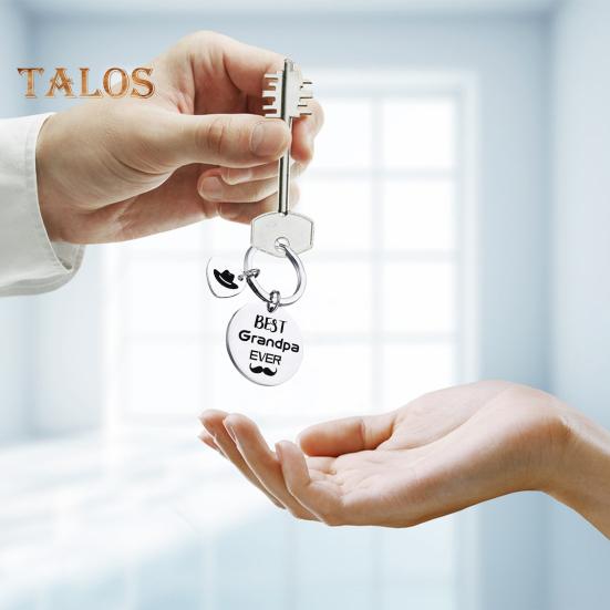 Stainless Steel Keychain Dad from Son Best Dad Ever Keychain Gift Double Sided Letter Print Keyring Valentine Day Heartwarming Gift