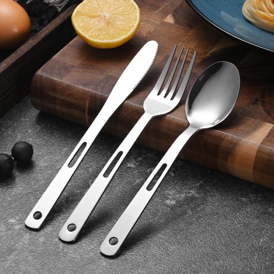 Stainless Steel Tableware Set Cutter Fork Spoon with Carrying Case BPA-Free Rust-Proof Reusable Flatware for Home School Outdoor Picnic