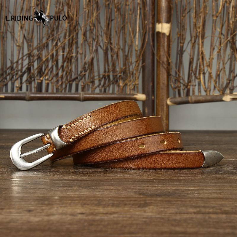 Genuine Leather Belt for Women with Pin Buckle Korean Style Trendy All-match Personality Retro Pure Cowhide Pants Belt Waist Belt