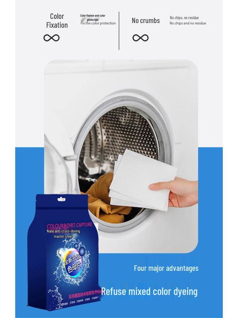 Color Absorption Anti-Dye Laundry Sheets: Prevents Color Bleeding & Staining In Mixed Washes