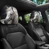 1/ Car Headrest Covers, White Horse Print, Premium Auto Interior Accessories