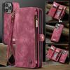 CaseMe-008 For iPhone 16 Pro Max Removable 2-in-1 Zipper Wrise Strap Multi-functional Wallet Case Card Slots Phone Cover