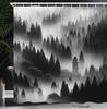 black and white shower curtain misty tall trees woodland natural landscape fabric bathroom decoration shower curtain with hook