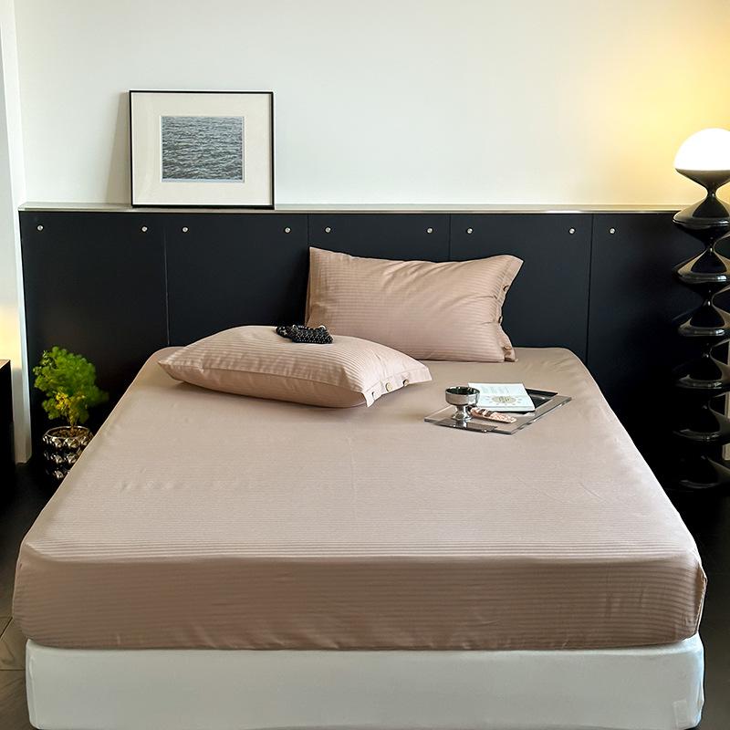 

Solid Color Fitted Sheet, 60s Cotton, Long-staple Cotton, Jacquard Satin Strip, Taiwan Bed Bag Protective Cover Single product mattress 120cm × 200cm