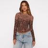 Long Sleeve Shirts for Women Round Neck Floral Tops Slim Fit Casual Fall Work Blouses Going Out Outfits