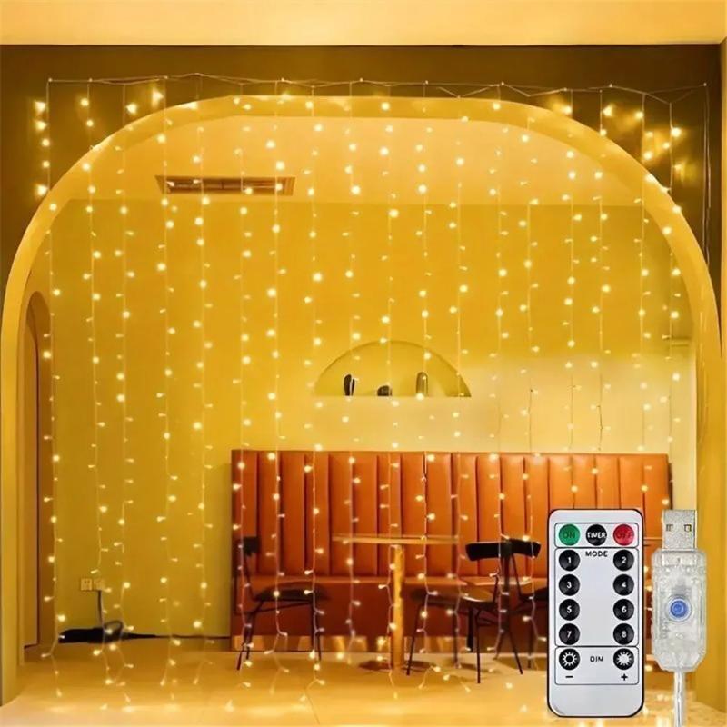 3M New Year's Garland LED Curtain String Lights Fairy Decoration USB Holiday Garland Lamp 8 Mode For Home Garden Christmas Party