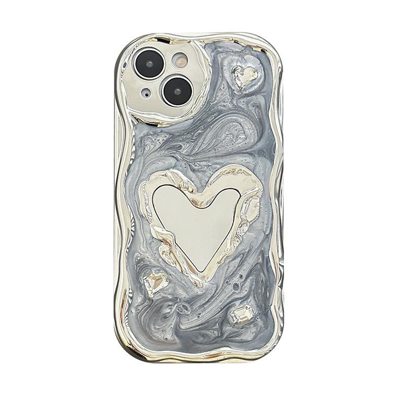 Love Mirror Dropping Gel Phone Case for IPhone 17 Promax Silicone Silver Grey for Apple 16 All Inclusive Women's Edition