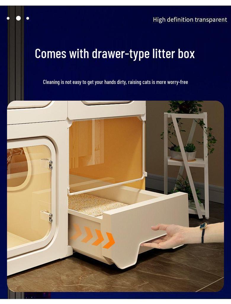 Extra-Large Indoor Cat Villa: One Room, Living Room, Bathroom - Spacious Cat Cage & Nest with Integrated Toilet