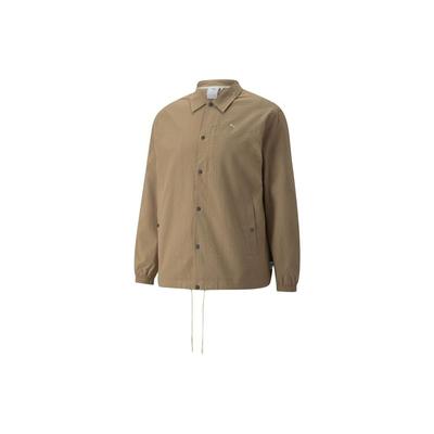 Giacca Polo Tessuta a Colore Unico con Logo da Uomo Khaki 533467-63