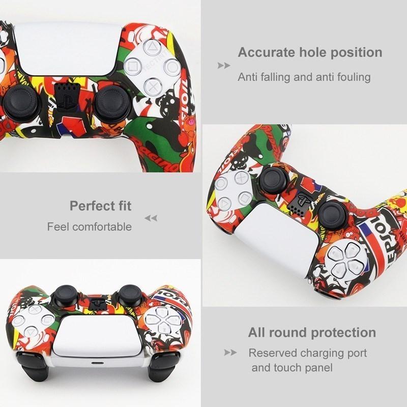 Für PS5 Controller Schutzhülle Silikon Für Playstation 5 Anti-Rutsch Abdeckung Skin für PS5 Slim Hülle Daumengriffe Zubehör