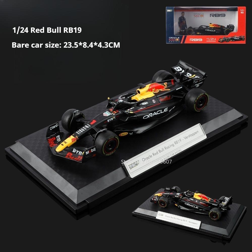 1:24 F1 Oracle Red Bull Racing RB19 Verstappen Cars Toys Models Alloy Diecast Rubber Tires Miniature Vehicles Kids  Edutainment чёрный