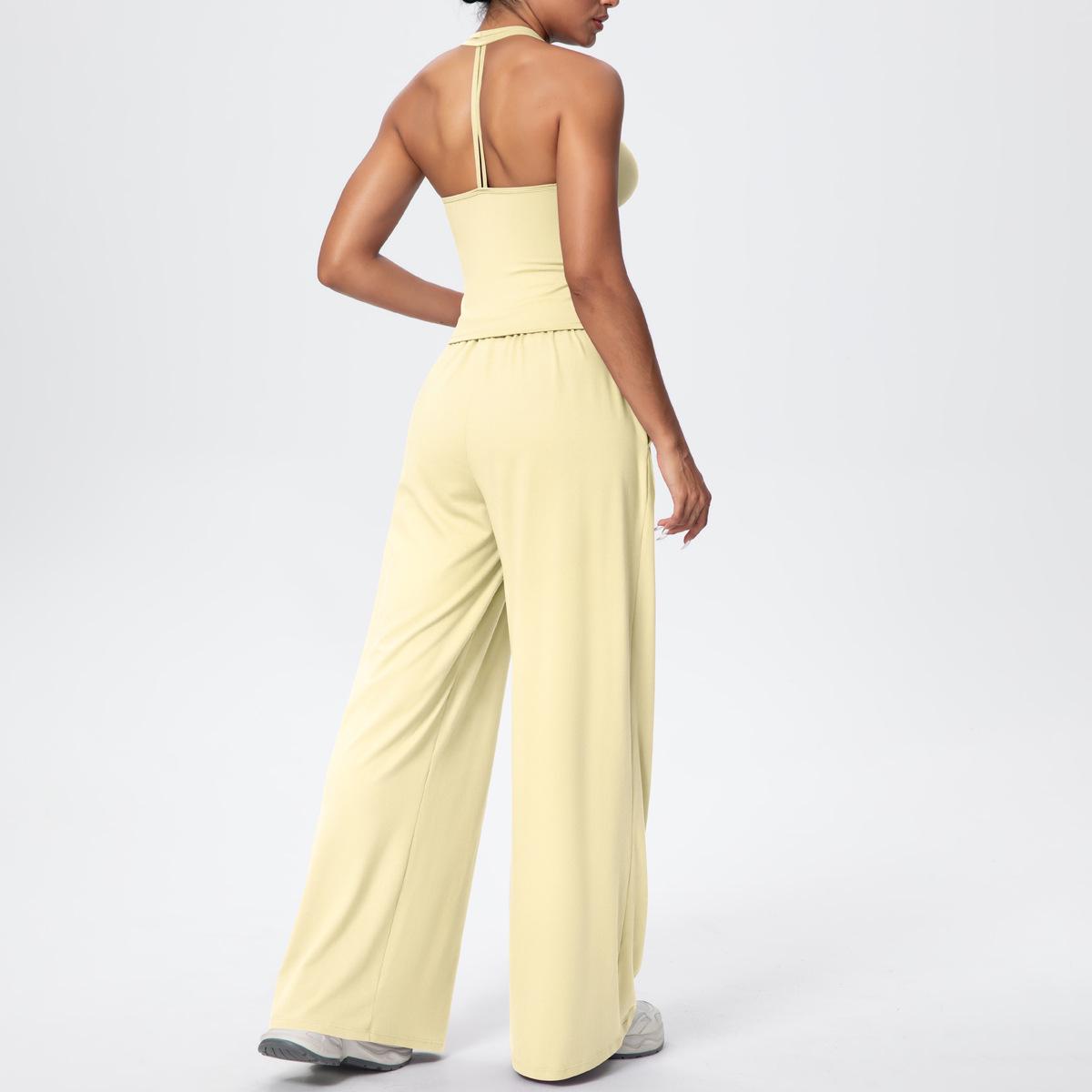 

Women s V-Neck Cross-Strap Back Wide-Leg Yoga Suit Large