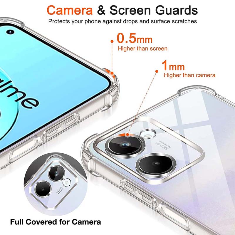 Clear Case For Realme 10 4G Realme 10 Pro Plus Thick Shockproof Soft Silicone Phone Cover for Realme 9 4G Realme 9 Pro Plus