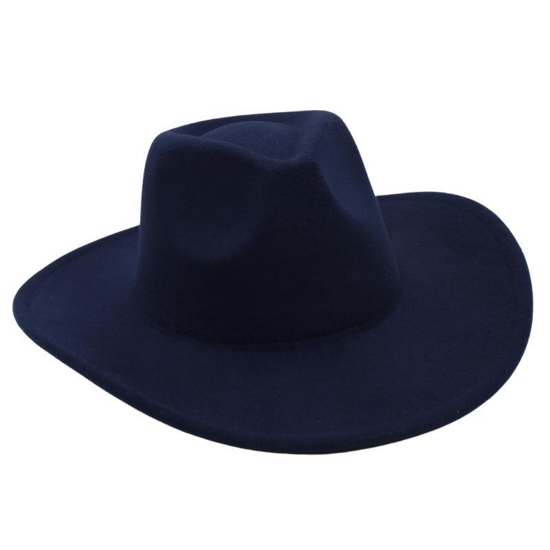 Ins-Stil Zylinder mit breiter Krempe, einfarbiger Jazzhut, Filzhüte für Herren und Damen, schlichte Wollhüte, altmodische Fedora-Hüte