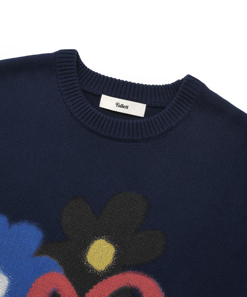 FALLETT Love Spray Long Sleeve Knit Navy