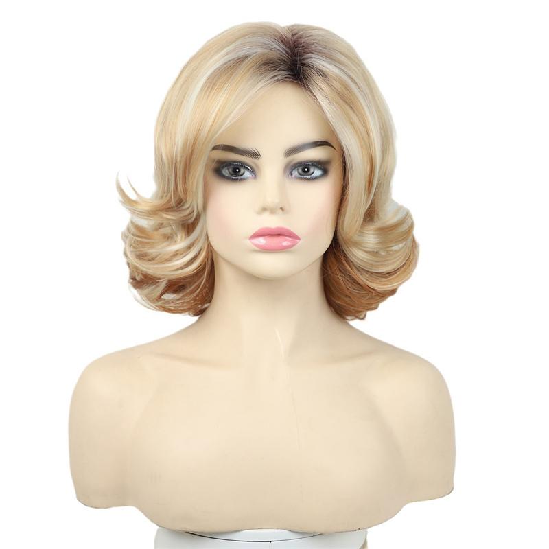 

Омбре Блонд Парик Синтетический Термостойкий Короткий Прямой Парик Боб с Челкой для Женщин Ежедневный Парик для Замены Волос