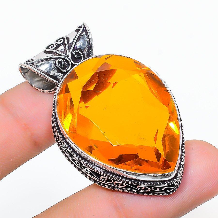

Vintage Citrine Gemstone Handmade Ethnic Jewelry Pendant 1.85 SR-7993