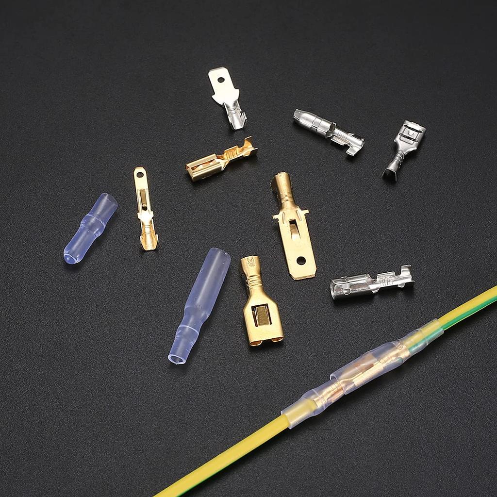 150 Pcs 2.8/4.8/6.3mm Quick Splice Male and Female Wire Spade Connectors, Wire Crimp Terminal Block Assortment Kit with Insulating Sleeve, for