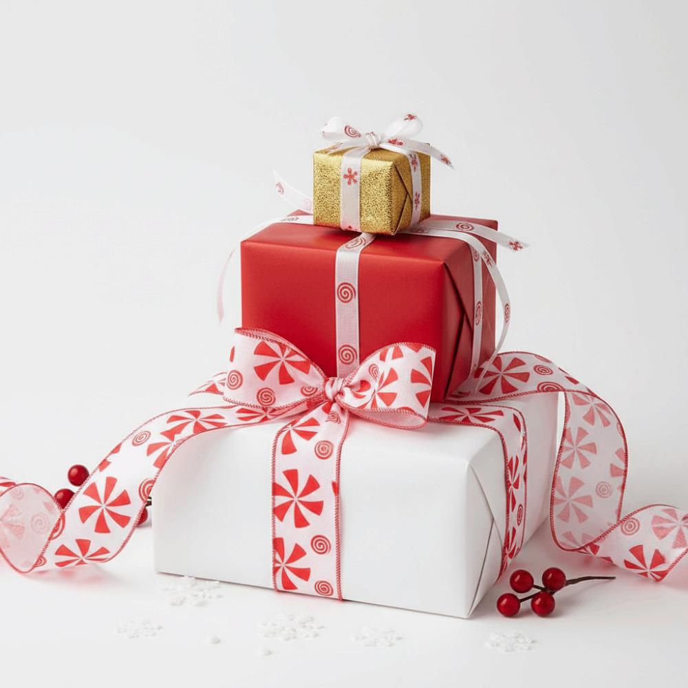 Candy Printed Christmas Wrapping Ribbon DIY Bow Decorative Webbing Christmas Tree Ornaments