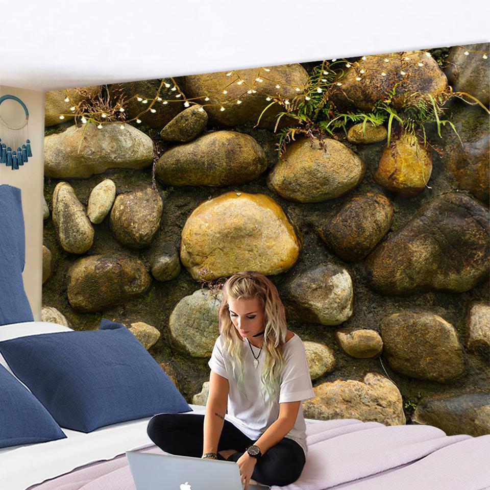 Nordic Marble Tapestry Simulate Floor Ceramic Tile Printing Decor Home Farmhouse Wall Decoration Multicolor Stone Brick Blanket