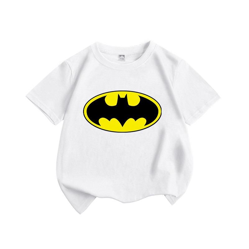 Summer Candy Colored Children's T-shirt New Batman Superman Pure Cotton Cartoon Printed Parent-child Casual Fashion T-shirt