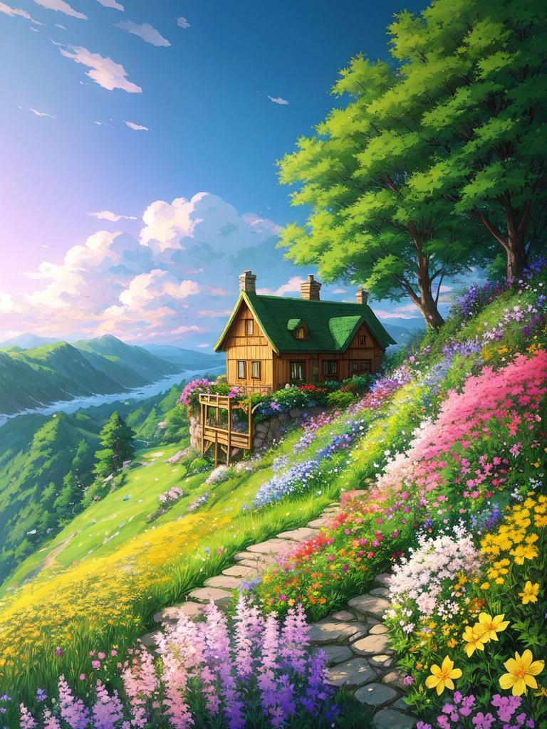 

Дом Алмазная мозаика Пейзаж Вышивка крестом Гора Стразы Картина Цветок Живопись Улица Ручная работа Full Round 20x30CM