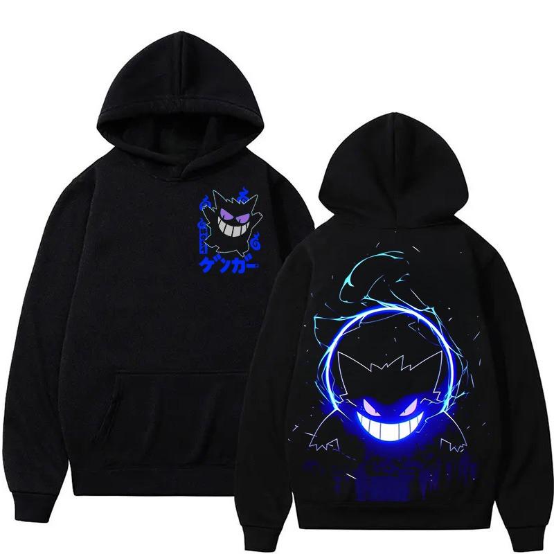 Super Cute Gengar Anime Printed Hoodie Men's and Women's Autumn Winter Harajuku Large Size Casual Sweater Top