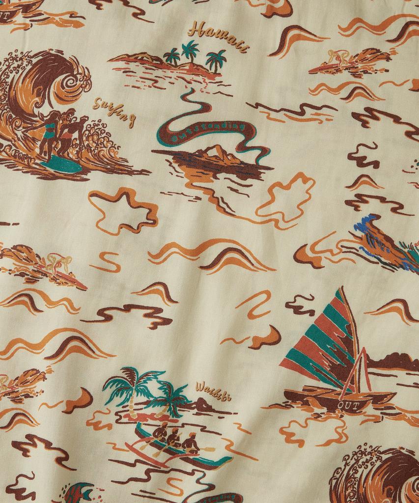 OUTSTANDING Hawaiian Open Collar Half Shirt Surfing_Beige