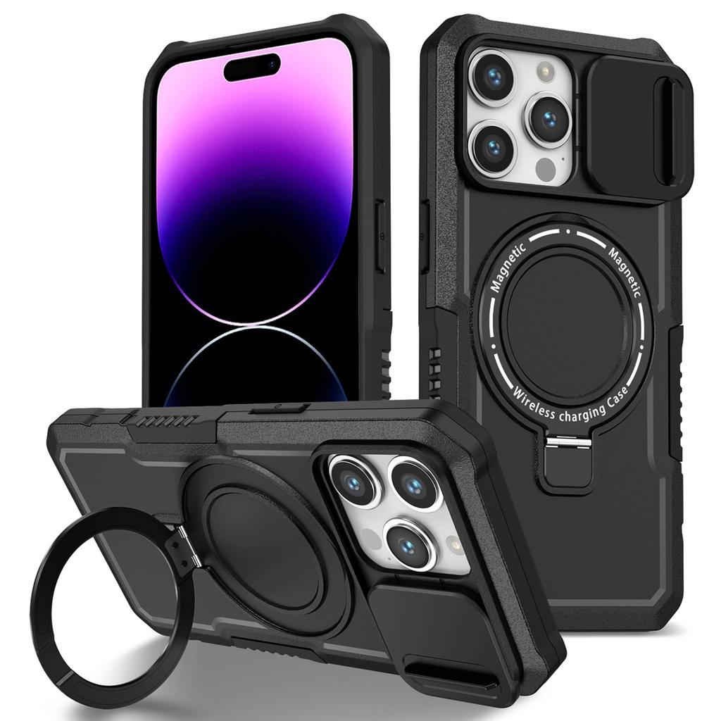 For iPhone 14 Pro Max Case Lens Protection Kickstand Magnetic Phone Cover
