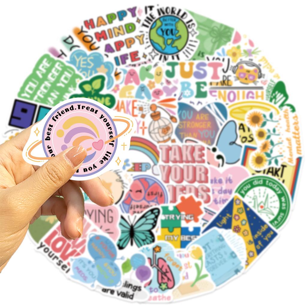 50 Cartoon Mental Health Graffiti Stickers Decorate Guitar Notebook Suitcase DIY Waterproof