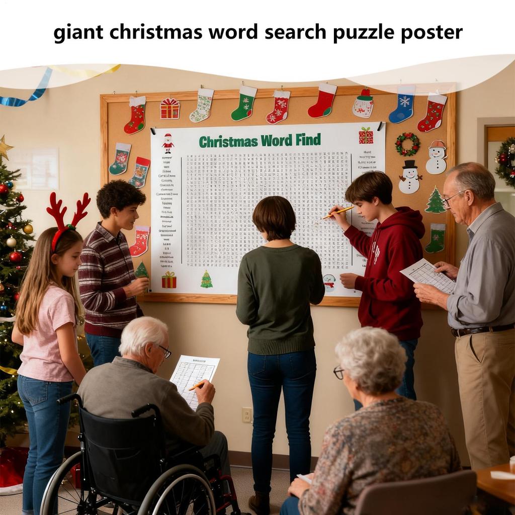Plakat Świąteczny Puzzle Słowne 80x50cm Świąteczna Krzyżówka Plakat Ścienny Interaktywna Gra Rodzinna Plakat Na Grę I Wydarzenia