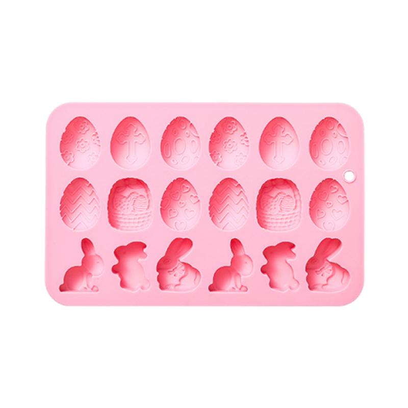 

Egg Bunny Silicone Mold, 18-Cavity Baking Mold For Diy Cake Decoration,Chocolate, Pastry, Bread, Ice Cube, Soap, Jello розовый